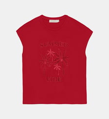 T-shirt sans manches col rond imprimé broderie TIM La Petite Etoile