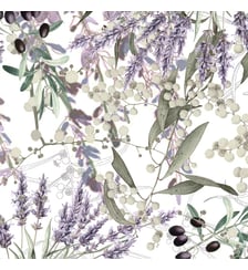Serviette lin & coton lavé 150 g/m² imprimé violet Parfum de lavande mauve Garnier Thiebaut