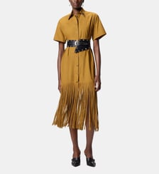 Robe chemise longue à franges et détails métalliques Pinko