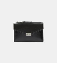 Porte-cartes style enveloppe en cuir brillant froissé Diesel