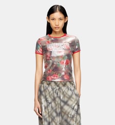 Haut ajusté en jersey à imprimé floral avec sequins Diesel