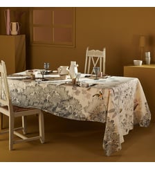 Nappe lin & coton lavé 150 g/m² imprimé beige noir Monochrome fusain Garnier Thiebaut