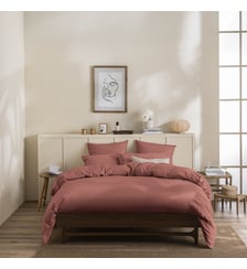 Parure de lit unie en percale de coton lavée, taies rectangles, DELICATE Essix