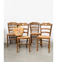 Paire de chaises en bois et paille Claude N°1723 - Produit chiné Debongout