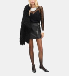 Jupe en cuir avec zip The Kooples