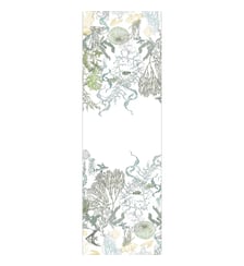 Chemin de table lin & coton lavé 150 g/m² imprimé blanc bleu vert Balade marine verde Garnier Thiebaut
