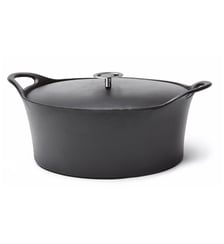 Volcan - Cocotte Ovale 35cm fonte de fer émaillée noire avec couvercle Cuisinox