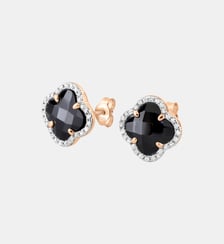 Puces d'oreilles, onyx, diamants, or rose Morganne Bello