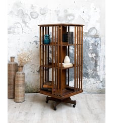 Bibliothèque tournante en bois foncé Madeleine N°748- Produit chiné Debongout