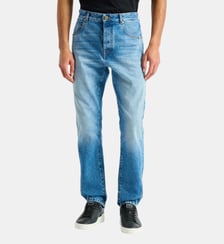 Jean droit en denim délavé Blue Balmain