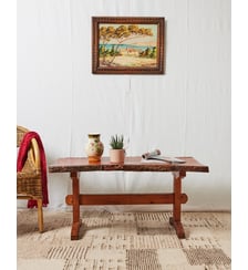 Table basse brutaliste en bois  Léonie N°449- Produit chiné Debongout
