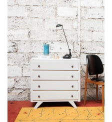 Commode en bois blanche Olga N°416- Produit chiné Debongout