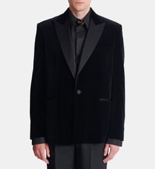Blazer 1 bouton en velours et satin Balmain