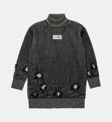 Mini robe en laine côtelée avec déchirures MM6 Maison Margiela