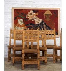 Lot de 8 chaises en pin et corde Alma N°1212- Produit chiné Debongout