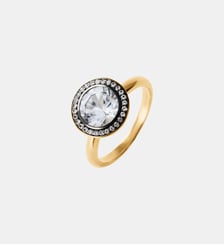 Bague en argent 925 bicolore plaquée en or jaune 18K avec topaze blanche Aristocrazy