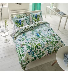 Housse de couette imprimée en satin de coton, VOLIERE SKY Designers Guild