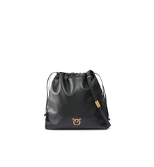 Sac porté épaule mini slouchy bag en cuir avec logo love birds Pinko