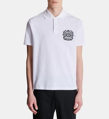 Polo en coton imprimé Écusson Balmain