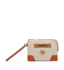 Pochette zippée en coton mélangé et cuir Lancel