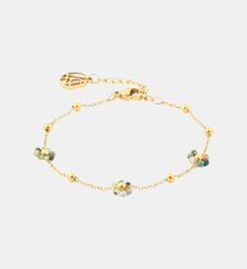 Bracelet chaine acier inoxydable et fleurs en pierre Balaboosté