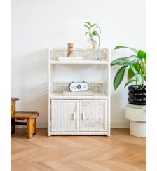 Étagère en rotin blanc Gaëlle N°851- Produit chiné Debongout