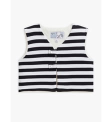 gilet Nacre en jersey de coton rayé blanc et gris Agnès b.
