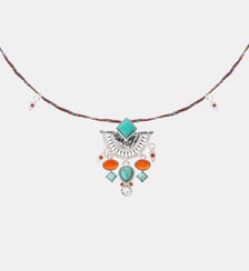 Collier ras de cou avec perles cabochon central et pampilles KOSTA Hipanema