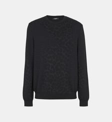 Pull en maille monogrammée et motif léopard Balmain