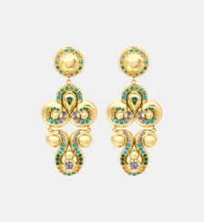 Boucles d'oreilles clips  en résine métallisée dorée et cristaux  - Gloria Satellite