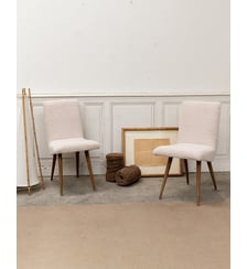 Paire de chaises en tissu bouclette blanc Alma N°1691- Produit chiné Debongout