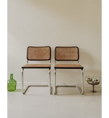 Paire de chaises en métal et cannage Alma N°1668- Produit chiné Debongout