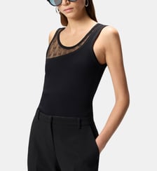 Débardeur avec dentelle à logo love birds Pinko