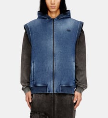 Sweat à capuche sans manches zippé avec doublure en teddy Diesel