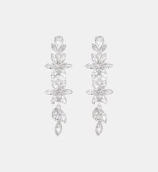 Boucles d'oreilles clips - fleurs pendantes strassées Balaboosté