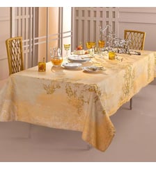 Nappe lin & coton lavé 190 g/m² imprimé jaune Soleil d'or dore Garnier Thiebaut