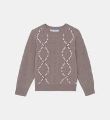 Pull -  moyen laine broderie chevrons fleurs Tartine Et Chocolat