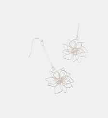 Boucles d'oreilles pendantes à fleurs argentées Balaboosté