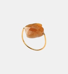 Bague or jaune trèfle pierre de soleil doré Morganne Bello