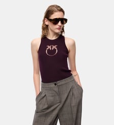 Top côtelé avec logo love birds transparent Pinko