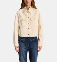 Blouson en denim blanc et boutons dorés - MAME Pablo