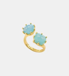 Bague ajustable toi et moi pierres ronde et coussin La Diamantine Bleu Glacier Les Néréides