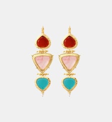 Boucles d'oreilles dormeuses longues   doré à l'or fin - Bysance Satellite