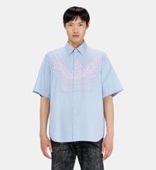Chemise en popeline rayée avec patch brodé Diesel
