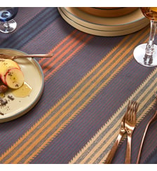 Nappe pur coton enduit motif jacquard brun marron Mille bambous onyx Garnier Thiebaut