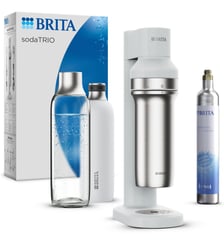 Machine à soda sodaTRIO blanche + 1 cylindre CO+ 1 bouteille verre 1L + 1 bouteille isotherme 0.65L Brita