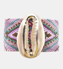 Bracelet manchette perles tissées avec cabochon coquillage APHASE Hipanema