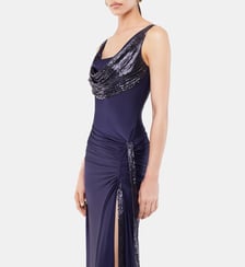 Robe en mesh et jersey Rabanne