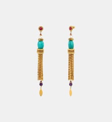 Boucles d'oreilles pendantes tiges percées   doré à l'or fin - Tiki Satellite