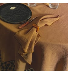 Lot de 2 serviettes de table en lin lavé, AU FIL DU LIN Blanc Cerise